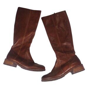 Sofft Boots Brown Distressed Thick Stitch Riding Boots Sz 8 M Y2K Equestrian